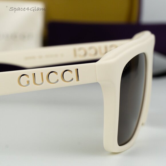 BRAND NEW Gucci GG1570S 003 Matte White Brown Unisex Pilot Sunglasses GG 1570S - Picture 4 of 7